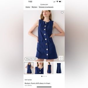 JCrew Button Front Shift Dress Navy Size Medium